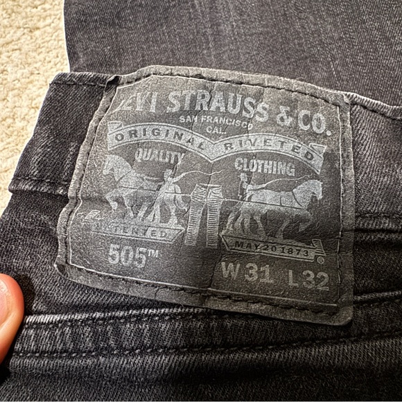 Levi’s 505 Regular Fit Men’s Jeans Black Size W31 L32 - Picture 7 of 9